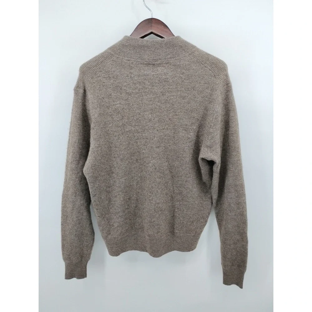 Jos A Bank Sweater Henley Brown Wool Blend Lightweight Waffle Knit Retro Mens L